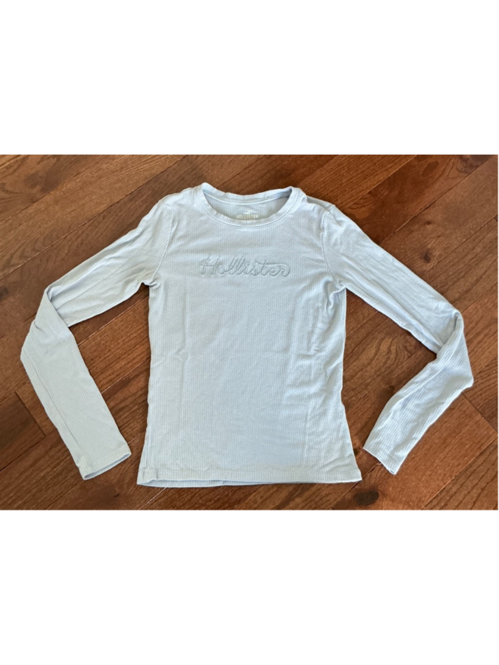 Women's Hollister Light Blue Ribbed Long Sleeve Tee S